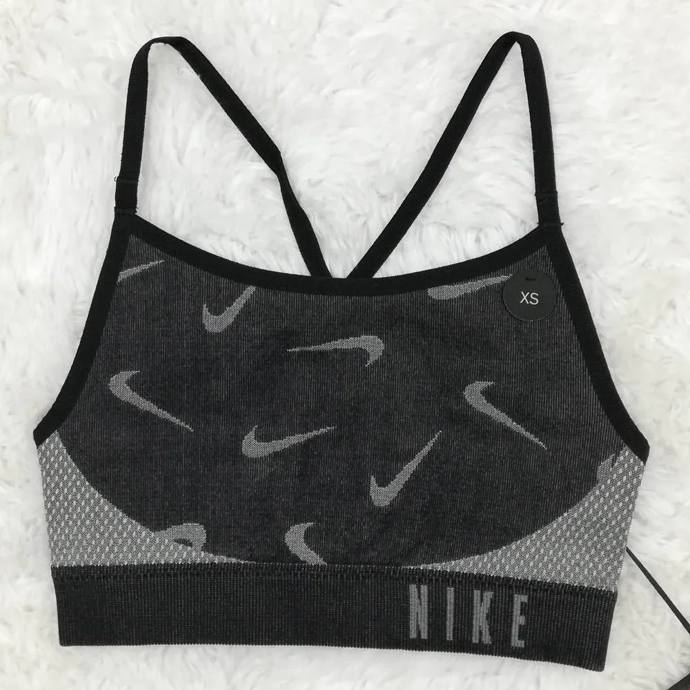 Nike Dri-Fit Sports Bra‎ Gray Heathered Swoosh Racerback Stretch XS New